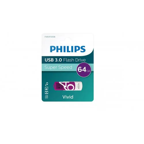 Philips Vivid Edition 3.0 USB Bellek - 64 GB Mor