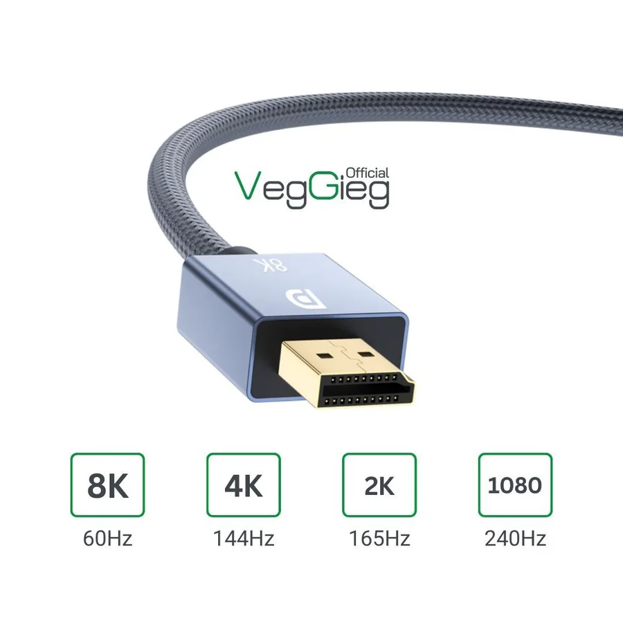 Veggiek V-Z620 DisplayPort 1.4 Alüminyum Kablo - Standart